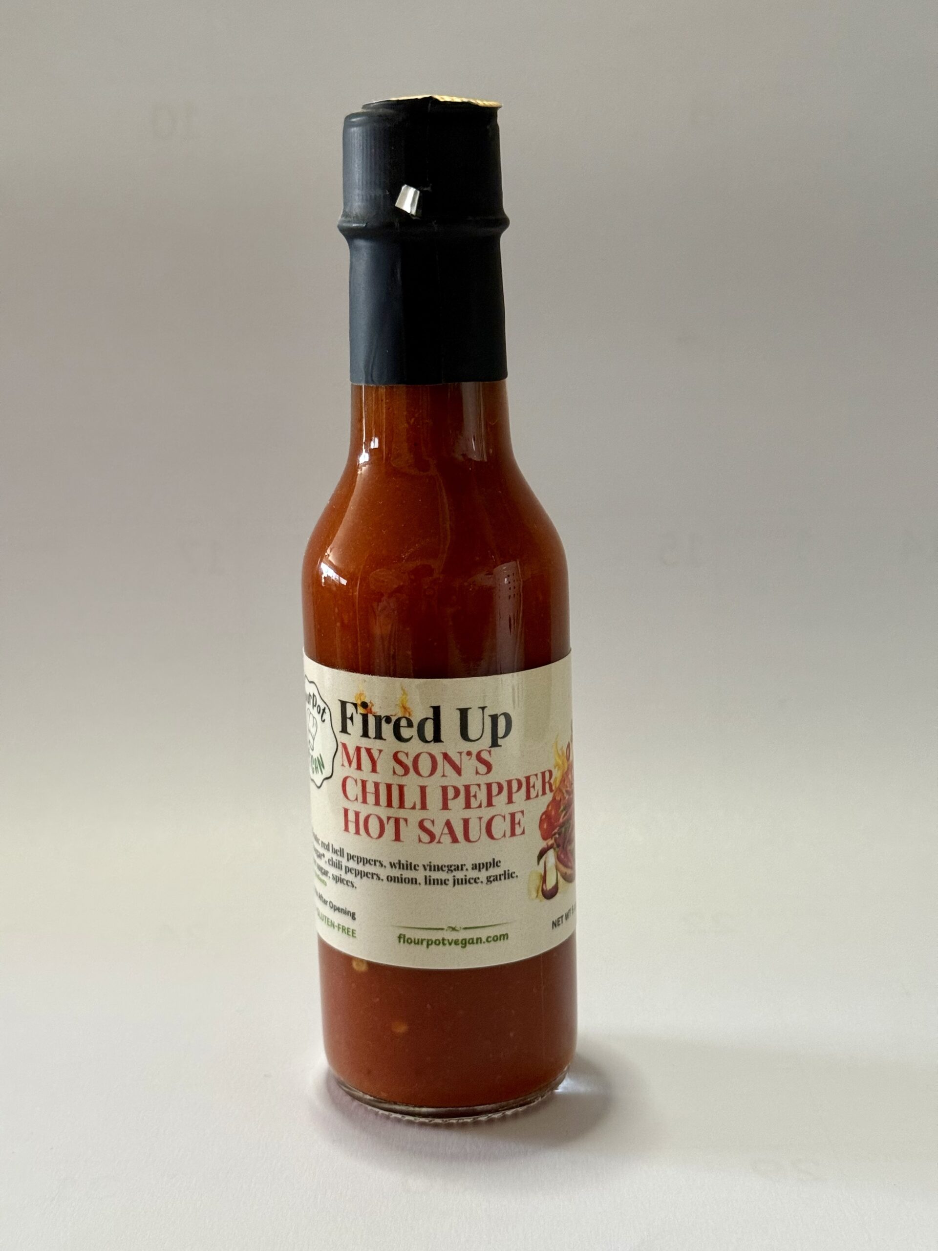 FlourPot Vegan Fired Up My Son's Chili Pepper Hot Sauce